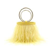 Bolso De Noche De Plumas Bolso de mano con forma cubo y plumas, estilo noche, cadena un solo hombro anillo avestruz(Color6)