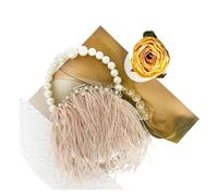 Bolso De Noche De Plumas Bolso de mano con plumas avestruz for mujer, cadena perlas, for hombro y noche(Pink)