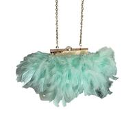 Bolso de noche de plumas de felpa con cadena, bolso de hombro cruzado, bolso de mano para boda, bolso cruzado para niñas, monederos para mujeres y mujeres, Green, One Size