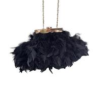 Bolso de noche de plumas de felpa con cadena, bolso de hombro cruzado, bolso de mano para boda, bolso cruzado para niñas, monederos para mujeres y mujeres, Black, One Size