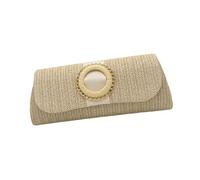 Bolso de noche para verano, playa, hombro, bolso cruzado tejido tipo sobre, bolso de mano de paja para mujer, bolso de noche, Gold, One Size