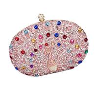 Bolso De Noche Único con Diamantes Imitación con Temática Pavos Reales para Mujer Hombro Cruzado Cenas Elegantes Accesorio Fiesta