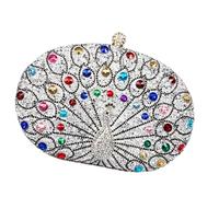 Bolso De Noche Único con Diamantes Imitación con Temática Pavos Reales para Mujer Hombro Cruzado Cenas Elegantes Accesorio Fiesta