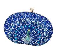 Bolso De Noche Único con Diamantes Imitación con Temática Pavos Reales para Mujer Hombro Cruzado Cenas Elegantes Accesorio Fiesta