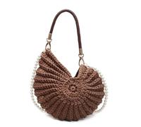 Bolso De Novia Blanco Bolso tejido a mano for mujer, bandolera de concha mar con bonitas cadenas perlas, bolso cruzado a, pequeño novedoso(SKY BLUE)