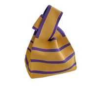 Bolso de Nudo Bolso de mano de punto hecho a mano for mujer, minibolso de muñeca con nudo, informal, a rayas anchas, a cuadros, bolsas de compras reutilizables para Mujer(Yellow)