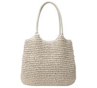 Bolso de paja, bolsas de paja para mujeres de tela tejida casual de tela tejida de gran capacidad bolso de hombro de verano ligero para la playa Vocación de vacaciones de viaje