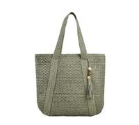 Bolso de Paja,Bolso de Embrague Tejido, Bolso de Hombro de Paja clásico for Playa for Mujer, Correa de Hombro de Cuero y Tela, Bolso Tejido a Mano(Green)