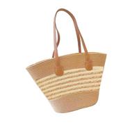 Bolso de paja: bolso de mano con trenzas, bolsos bolsillo espacioso tejido para vacaciones, soporte de almacenamiento para excursiones universitarias de vacaciones, cierre de cremallera, estilo cest
