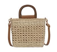 Bolso de Paja,Bolso Rafia Mujer Bolso tejido a mano Bolsos de marea de mano Hombro Hombro CLUETAFEN BOLSA FEMENINO PEQUEÑO DESEGIENDO Paquete de hierba (Color : White)