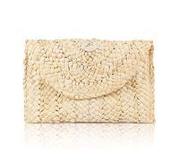 Bolso de Paja con Embrague, Sobre de Mimbre para Mujer, Monedero de Playa de Verano con Diseño Elegante para Muchacha