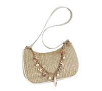 Bolso de Paja de Hombro Bolsos Casuales Ergonómicos con Cadena de Dijes | Bolsa de Playa de Paja de Vacaciones Para Bodas, Veladas, Vacaciones, Viajes a la Playa, Piscina y Verano