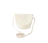 Bolso de paja para la playa Bolso tejido de paja hecho a mano for mujer, bandoleras ratán tejidas, pequeño playa for verano, bolsas mensajero hombro, billetera(White)