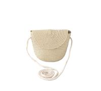 Bolso de paja para la playa Bolso tejido de paja hecho a mano for mujer, bandoleras ratán tejidas, pequeño playa for verano, bolsas mensajero hombro, billetera(Beige)