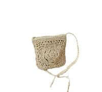 Bolso de paja para la playa Bolsos cruzados tejidos de paja viaje verano for mujer, Bolso pequeño mimbre, bolso playa con diseño hueco for(Beige)