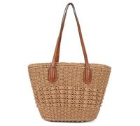Bolso de paja para mujer, bolso de hombro tejido, bolso grande, bolso de verano, viajes, playa, bolso hecho a mano, Café