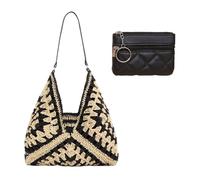 Bolso De Paja Para Mujer - De Rafia y Crochet, Cesta De Playa Boho Con Charm De Verano