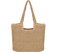 Bolso de Paja para Mujeres Boho Bolsos de Bandolera Hombro Verano Totes de Playa Tejidas a Mano Para Estilo Boho Para Viajes, Fechas y Vacaciones beige Marrón