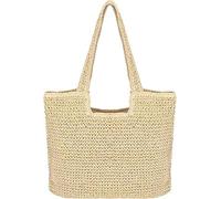 Bolso de Paja para Mujeres Boho Bolsos de Bandolera Verano Totes de Playa Tejidas a Mano Para Estilo Boho Para Viajes, Fechas y Vacaciones Beige