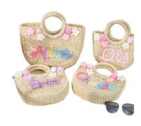 Bolso de paja personalizado para dama de honor, cesta de regalo para dama de honor, bolsa de playa personalizada, bolsas de paja, regalos de fiesta de boda, Varios colores, 35x8x24cm