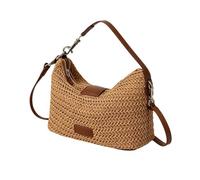 Bolso de paja Tote Boho con cremallera y correa ajustable | Bolso de verano bandolera para mujer vacaciones compras viaje citas teléfono lápiz labial gafas de sol tarjetas