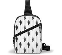 Bolso de Pecho con diseño de Cactus suculentos, Color Negro y Silueta, diseño de Bosque del Desierto, Abstracto, Bandolera Multiusos, Bandolera, Impermeable, para Viajes, Senderismo, Moda, Paquete de