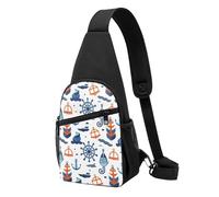 Bolso de pecho con temática náutica, bandolera diagonal y mochila cruzada.