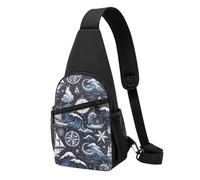 Bolso de pecho con temática náutica, bandolera diagonal y mochila cruzada.