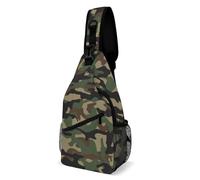 Bolso de Pecho de Gran Capacidad con un Solo Hombro, diseño de Camuflaje Verde del ejército, Ideal para Viajes al Aire Libre, Unisex.