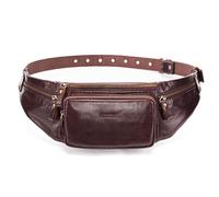 Bolso de pecho de piel sintética para hombre, bolso de plátano de piel de vaca de plena flor, bolsa de deporte multifuncional para exteriores Carteras, marrón, talla única