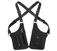 Bolso de pecho deportivo fora hombres y mujeres, de cuero PU con doble bandolera, bolsa de axila ajustable antirrobo cruzada, ideal fora correr, senderismo, viajes y ciclismo