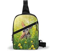 Bolso de Pecho Lindo Ciervo Cuernos Primavera botánico Floral, Bandolera Multiusos Bandolera Hombro Mochila Impermeable Viaje Senderismo