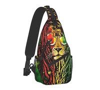 Bolso de Pecho para Hombres y Mujeres Cool Reggae Rasta Flag Lion Sling Shoulder Backpack Crossbody de Gran Capacidad con Correa Ajustable para el Hombro, Talla única