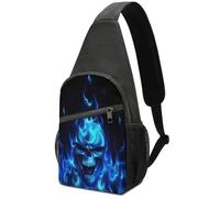 Bolso de Pecho portátil de Gran Capacidad con diseño de Calavera Azul llameante, pájaro Floral, paraíso Tropical Hawaiano, Bolso de Pecho de un Solo Hombro