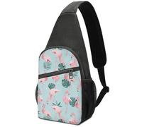 Bolso de Pecho portátil de Gran Capacidad con diseño de Flamenco, Verde Menta, Floral, pájaro, paraíso Tropical Hawaiano, Bolso de Pecho de un Solo Hombro