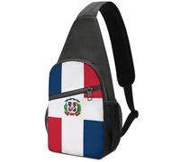 Bolso de Pecho portátil de Gran Capacidad con diseño rústico de Vaquero, Estilo Vaquero, con la Bandera de República Dominicana, Color marrón Verdoso y un Solo Hombro.