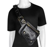 Bolso de Pecho Steampunk de Cuero PU Unisex, riñonera Cruzada con Remaches de latón Antiguo for Viajes al Aire Libre