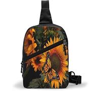 Bolso de Pecho Sunflower Radiance Monarch Butterfly, Sling Bags Multiusos Crossbody Shoulder Backpack Impermeable Viajes Senderismo