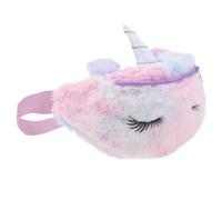 Bolso de Pecho Unicornio de Felpa Rosa 26,5x12,5x3cm para Niño Niña | Correa Ajustable y Metal, Diseño Cartoon Encantador, para Snacks y Monedas en Compras o Fiestas Estilo Aleatorio