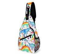 Bolso de Pecho Unisex con diseño de Dinosaurio de Dibujos Animados, de un Solo Hombro y Gran Capacidad, Ideal para Viajes al Aire Libre.