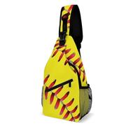 Bolso de Pecho Unisex de Gran Capacidad con un Solo Hombro y diseño de Pelota de softbol Amarilla de Red Line, Ideal para Viajes al Aire Libre.