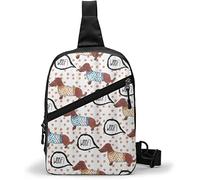Bolso de Pecho Woof Dachshund Dogs, Sling Bags Multiusos Crossbody Hombro Mochila Impermeable Viajes Senderismo