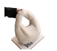 Bolso De Peluche Bolso pequeño de media luna for mujer, cálido bolso felpa for la muñeca, moderno mano con asa corta y peludo, bonitos monederos for(White)