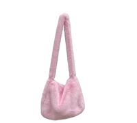 Bolso De Peluche Plush Bag Ladies Messenger Bags Fashion Large Capacity Shoulder Simple Solid Color Female Handbags(Light Pink)