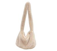 Bolso De Peluche Plush Bag Ladies Messenger Bags Fashion Large Capacity Shoulder Simple Solid Color Female Handbags(Apricot)