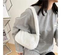 Bolso De Peluche Plush Bag Simple Design Women Soft Shoulder Bags Winter Ladies Clutch Purse Handbag Fashion(Black style B)