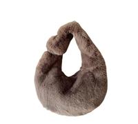 Bolso De Peluche Plush Bag Winter Women's Handbag Small Wrist Clutch Fashion Short Handle Phone Coin Purse Ladies(Coffee)