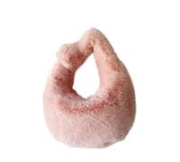 Bolso De Peluche Plush Bag Winter Women's Handbag Small Wrist Clutch Fashion Short Handle Phone Coin Purse Ladies(Pink)