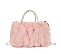 Bolso De Peluche Plush Bag Women Cloud Shaped Velvet Handbag Exquisite Soft Sparking Chain Crossbody Design Tote Bags(Pink)