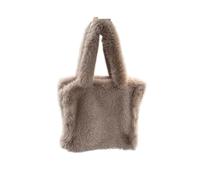 Bolso De Peluche Plush Bag Women's Large Shoulder Bags Winter Ladies Shopping Fashion Soft Female Casual Tote Handbags(Brown)